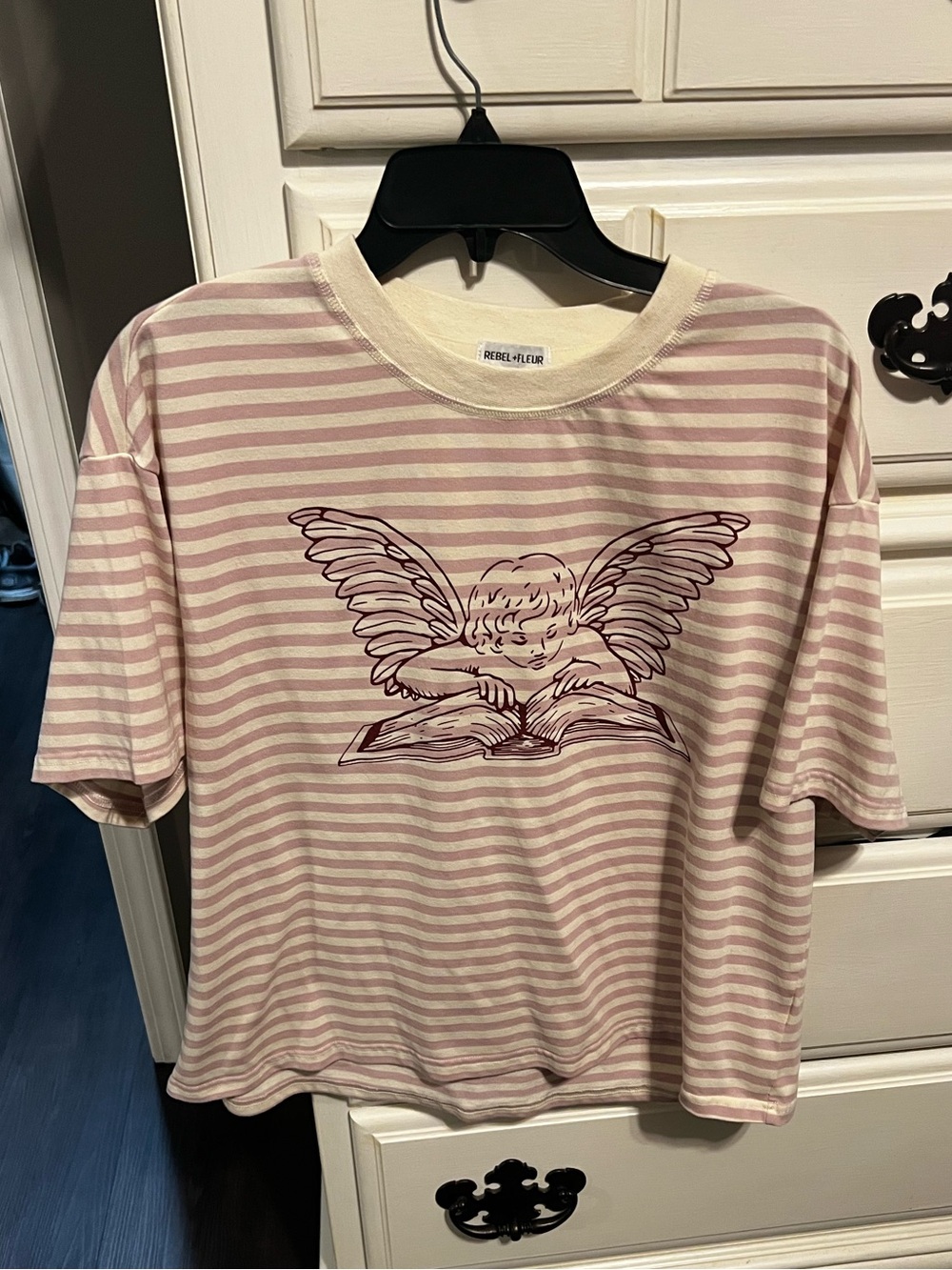 Rebel & Fleur Book Lover Striped Oversized Tee